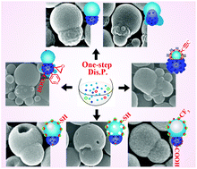 Graphical abstract: Control of cross-linking and reactions in one-step dispersion polymerization toward particles with combined anisotropies