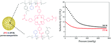 Graphical abstract: Nanoporous polystyrene–porphyrin nanoparticles for selective gas separation