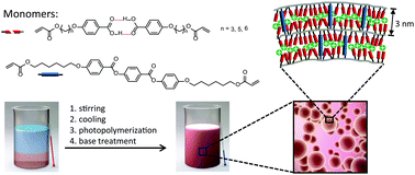 Graphical abstract: Nanoporous polymer particles made by suspension polymerization: spontaneous symmetry breaking in hydrogen bonded smectic liquid crystalline droplets and high adsorption characteristics