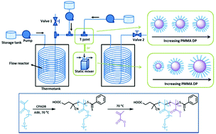 Graphical abstract: The in situ formation of nanoparticles via RAFT polymerization-induced self-assembly in a continuous tubular reactor