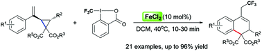 Graphical abstract: Iron-catalyzed trifluoromethylation of vinylcyclopropanes: facile synthesis of CF3–containing dihydronaphthalene derivatives