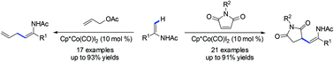 Graphical abstract: Cobalt(iii)-catalyzed cross-coupling of enamides with allyl acetates/maleimides