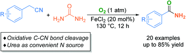 Graphical abstract: Aerobic oxidative decyanation–amidation of arylacetonitriles with urea as a nitrogen source