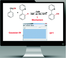 Graphical abstract: Mechanism of selective C–H cyanation of 2-phenylpyridine with benzyl nitrile catalyzed by CuBr: a DFT investigation