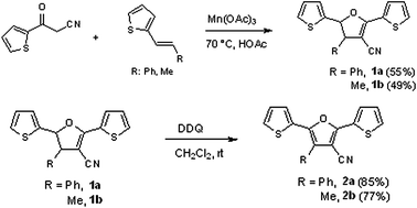 Graphical abstract: Synthesis of new 2,5-di(thiophen-2-yl)furan-3-carbonitrile derivatives and investigation of the electrochromic properties of homopolymers and co-polymers with EDOT