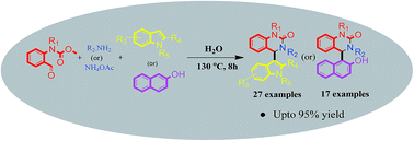 Graphical abstract: Hydrophobically directed, catalyst-free, multi-component synthesis of functionalized 3,4-dihydroquinazolin-2(1H)-ones