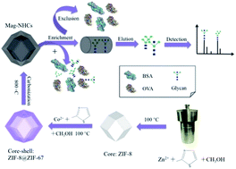 Graphical abstract: Magnetic nanoporous hybrid carbon from core–shell metal–organic frameworks for glycan extraction
