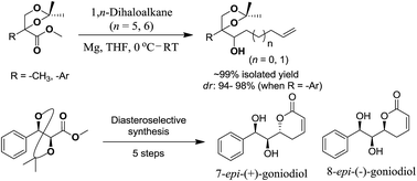 Graphical abstract: Exploration of the diastereoselectivity in an unusual Grignard reaction and its application towards the synthesis of styryl lactones 7-epi-(+)-goniodiol and 8-epi-(−)-goniodiol