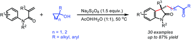 Graphical abstract: Transition-metal free alkylarylation of acrylamides initiated by radical C–C bond cleavage of the tertiary cycloalkanols