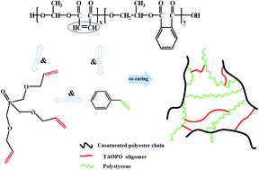 Graphical abstract: Study on thermal degradation and combustion behavior of flame retardant unsaturated polyester resin modified with a reactive phosphorus containing monomer