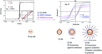 Graphical abstract: A tandem polyol process and ATRP used to design new processable hybrid exchange-biased CoxFe3−xO4@CoO@PMMA nanoparticles