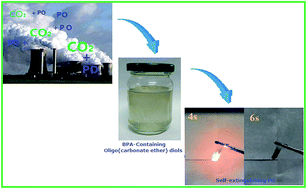 Graphical abstract: Synthesis of flame-retarding oligo(carbonate-ether) diols via double metal cyanide complex-catalyzed copolymerization of PO and CO2 using bisphenol A as a chain transfer agent