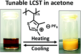 Graphical abstract: Unexpected LCST-type phase behaviour of a poly(vinyl thiazolium) polymer in acetone