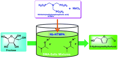 Graphical abstract: Heterogeneous Nb-containing catalyst/N,N-dimethylacetamide–salt mixtures: novel and efficient catalytic systems for the dehydration of fructose