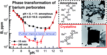 Graphical abstract: Role of phase transformation of barium perborates in the effective removal of boron from aqueous solution via chemical oxo-precipitation