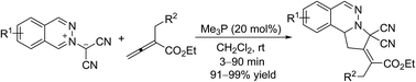 Graphical abstract: Phosphine-catalyzed [3 + 2] cycloaddition of phthalazinium dicyanomethanides with allenoates: highly efficient synthesis of 1,2,3,10b-tetrahydropyrrolo[2,1-a]phthalazine derivatives