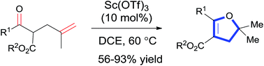 Graphical abstract: Sc(OTf)3-catalyzed cyclization of α-allylated 1,3-dicarbonyls: an efficient access to 2,2-disubstituted 2,3-dihydrofuran derivatives