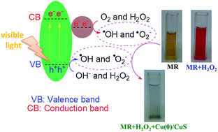 Graphical abstract: Formation of nanoneedle Cu(0)/CuS nanohybrid thin film by the disproportionation of a copper(i) complex at an oil–water interface and its application for dye degradation