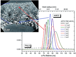 Graphical abstract: Non-destructive means of probing a composite polyamide membrane for characteristic free volume, void, and chemical composition