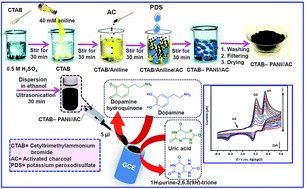 Graphical abstract: Simultaneous determination of dopamine and uric acid in the presence of high ascorbic acid concentration using cetyltrimethylammonium bromide–polyaniline/activated charcoal composite