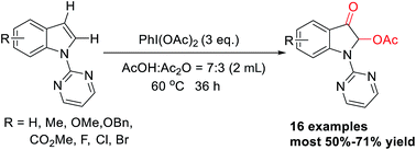 Graphical abstract: Metal-free regioselective construction of indolin-3-ones via hypervalent iodine oxidation of N-substituted indoles