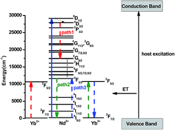 Graphical abstract: Near-infrared luminescence and energy transfer processes in LaOF:Nd3+, Yb3+