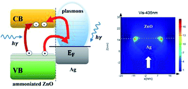 Graphical abstract: A synergetic effect of surface plasmon and ammoniation on enhancing photocatalytic activity of ZnO nanorods