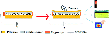 Graphical abstract: Solvent-free fabrication of multi-walled carbon nanotube based flexible pressure sensors for ultra-sensitive touch pad and electronic skin applications