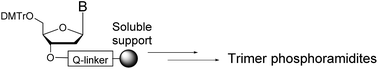 Graphical abstract: Synthesis of protected 2′-O-deoxyribonucleotides on a precipitative soluble support: a useful procedure for the preparation of trimer phosphoramidites