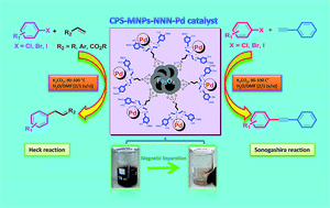 Graphical abstract: Immobilized NNN Pd-complex on magnetic nanoparticles: efficient and reusable catalyst for Heck and Sonogashira coupling reactions