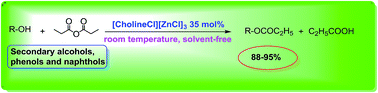 Graphical abstract: An extremely efficient and green method for the acylation of secondary alcohols, phenols and naphthols with a deep eutectic solvent as the catalyst