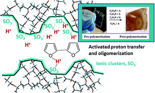 Graphical abstract: Acid-catalyzed oligomerization via activated proton transfer to aromatic and unsaturated monomers in Nafion membranes: a step forward in the in situ synthesis of conjugated composite membranes