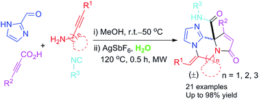 Graphical abstract: Synthesis of novel imidazole-based triheterocycles via a domino Ugi/Michael reaction and silver-catalyzed heteroannulation