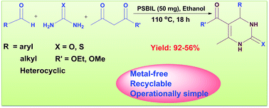 Graphical abstract: Polymer-supported benzimidazolium based ionic liquid: an efficient and reusable Brønsted acid catalyst for Biginelli reaction