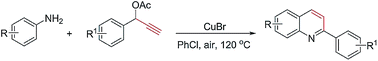 Graphical abstract: Synthesis of quinolines through copper-catalyzed intermolecular cyclization reaction from anilines and terminal acetylene esters