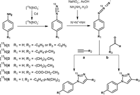 Graphical abstract: Synthesis of 13N-labelled polysubstituted triazoles via Huisgen cycloaddition