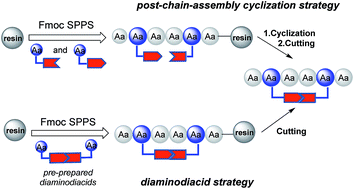 Graphical abstract: Diaminodiacid-based synthesis of macrocyclic peptides using 1,2,3-triazole bridges as disulfide bond mimetics