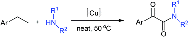 Graphical abstract: Solvent-free one-pot oxidation of ethylarenes for the preparation of α-ketoamides under mild conditions