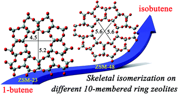 Graphical abstract: Density functional theory studies on the skeletal isomerization of 1-butene catalyzed by HZSM-23 and HZSM-48 zeolites