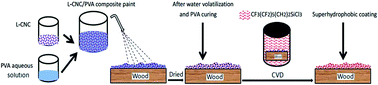 Graphical abstract: Green preparation of a cellulose nanocrystals/polyvinyl alcohol composite superhydrophobic coating