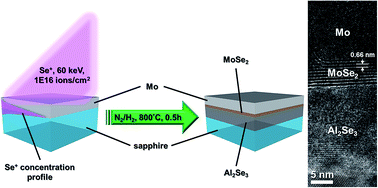 Graphical abstract: Vertical Al2Se3/MoSe2 heterojunction on sapphire synthesized using ion beam