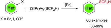 Graphical abstract: Palladium-catalyzed difluoromethylthiolation of heteroaryl bromides, iodides, triflates and aryl iodides