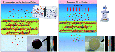 Graphical abstract: Intrinsic high water/ion selectivity of graphene oxide lamellar membranes in concentration gradient-driven diffusion