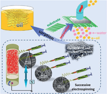 Graphical abstract: A hierarchical and gradient structured supersorbent comprising three-dimensional interconnected porous fibers for efficient oil spillage cleanup