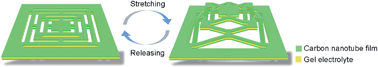 Graphical abstract: A three-dimensionally stretchable high performance supercapacitor