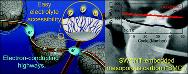 Graphical abstract: Molecularly designed, dual-doped mesoporous carbon/SWCNT nanoshields for lithium battery electrode materials