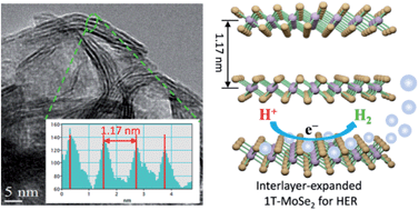 Graphical abstract: Synthesis of 1T-MoSe2 ultrathin nanosheets with an expanded interlayer spacing of 1.17 nm for efficient hydrogen evolution reaction