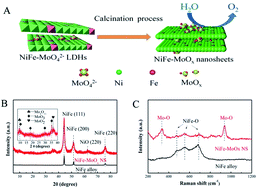 Graphical abstract: In situ confined synthesis of molybdenum oxide decorated nickel–iron alloy nanosheets from MoO42− intercalated layered double hydroxides for the oxygen evolution reaction