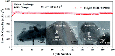 Graphical abstract: MOF-templated nanorice–nanosheet core–satellite iron dichalcogenides by heterogeneous sulfuration for high-performance lithium ion batteries