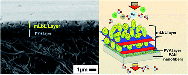 Graphical abstract: Nanofiber multilayer membranes with tailored nanochannels prepared by molecular layer-by-layer assembly for high throughput separation